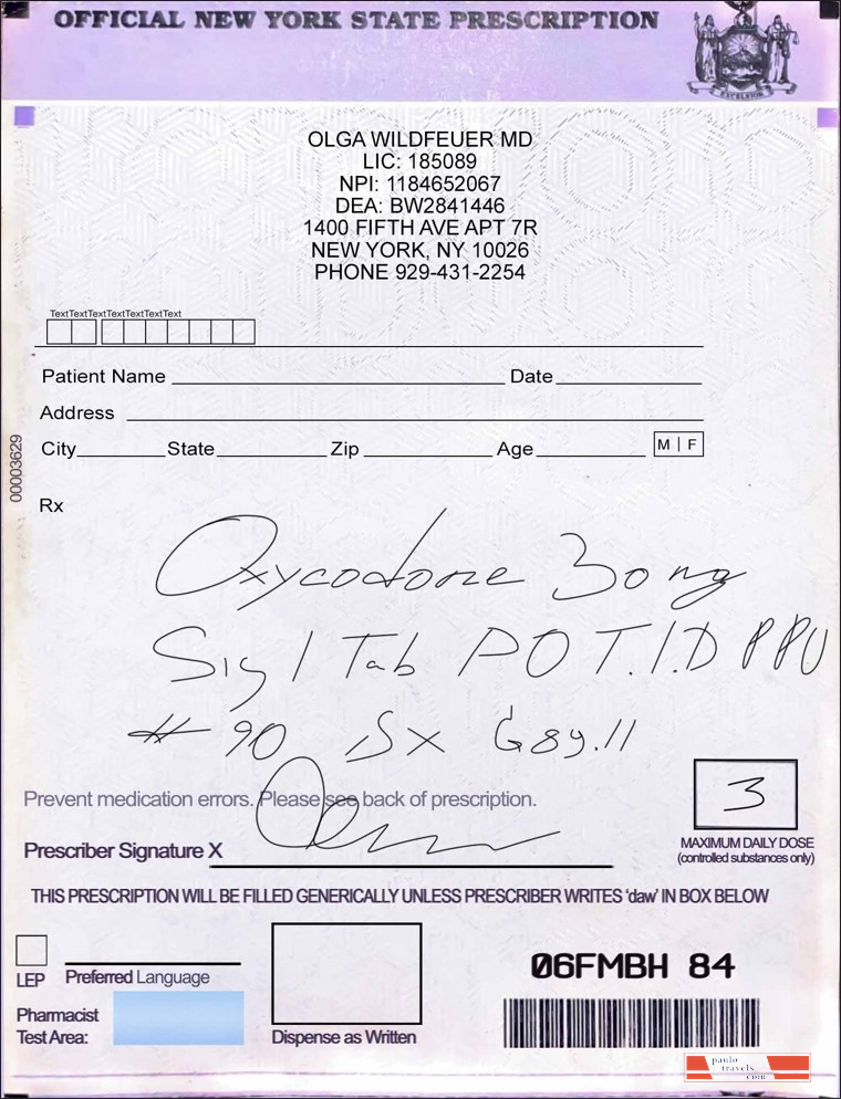 USA New York state prescription